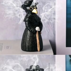 Black Plague Doctor Bird Incense Holder